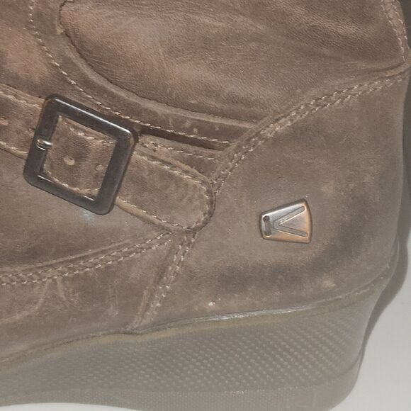 KEEN Leather Boots Womens Size 8 Scots Tall Wedge 1013740 Brown Zip $180 - Picture 4 of 9